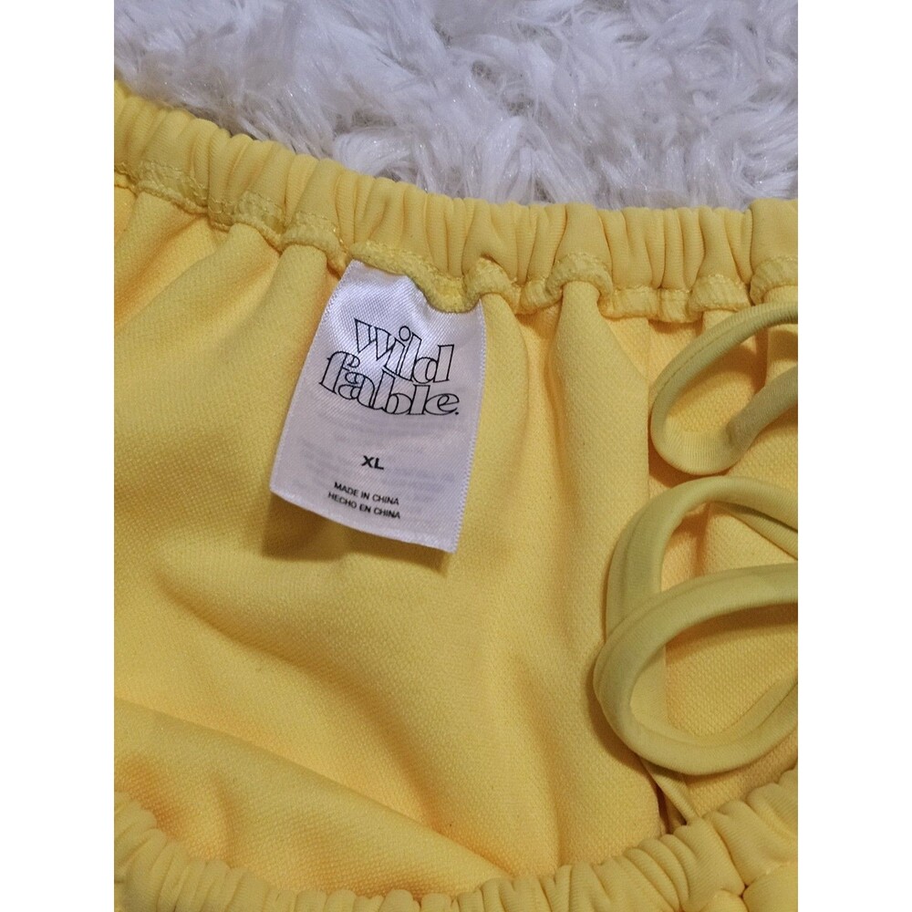 Wild Fable  Womens Bikini Set  Top Bandeau Crochet Yellow & Pink  Size XL - Picture 8 of 10